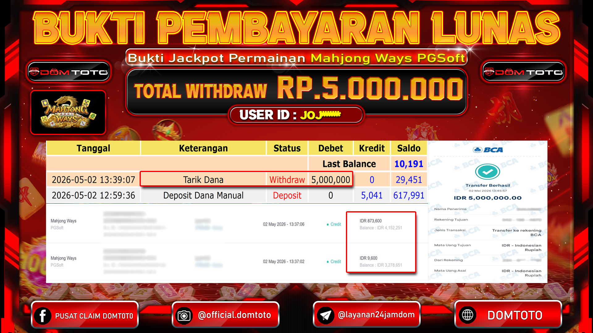 JACKPOT SLOT Mahjong Ways PGSoft 02 MAY 2026